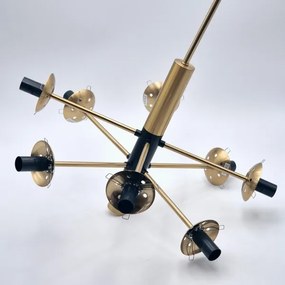 Csillár rúdon ROLLO 8xE14/5W/230V arany/füstös bézs