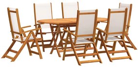 vidaXL 7 részes tömör akácfa és textilén kerti étkezőgarnitúra