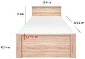 Egyszemélyes ágy 120 cm Triciclo (szonoma tölgy) . 1116980