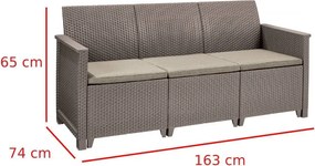 Emma műrattan kerti bútor szett 3 üléses kanapéval chicago asztallal cappuccino színben