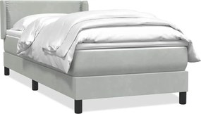 vidaXL világosszürke bársony rugós ágy matraccal 80x220 cm