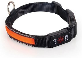 Tommi Újratölthető LED nyakörv, M méret, 40–50 cm,narancssárga