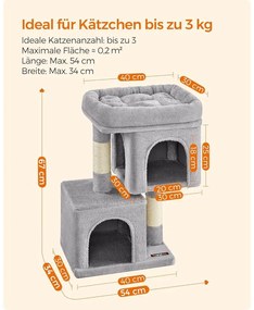 Feandrea kis macskafa, 67 cm magas kaparófa világosszürke színben