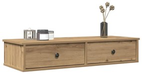 kézműves tölgy szerelt fa falipolc fiókokkal 100 x 37,5 x 19 cm