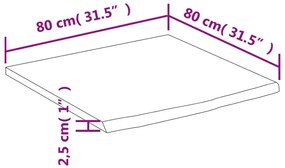 tömör akácfa téglalap alakú asztallap 80 x 80 x 2,5 cm