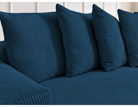 Kék kordbársony kinyitható-tárolóhelyes sarokkanapé Voltaire – Bobochic Paris