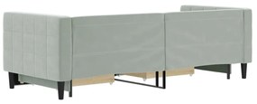világosszürke kihúzható bársony heverő fiókkal 80 x 200 cm
