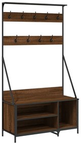 barna tölgyszínű ruhafogas cipőpolccal 100x41x184 cm