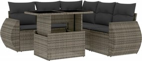 vidaXL 6 részes szürke polyrattan kerti ülőgarnitúra párnákkal