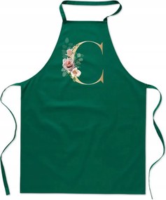 Konyhai Kötény zöld C Betűvel név monogram Boszorkány Celina FA_326_z