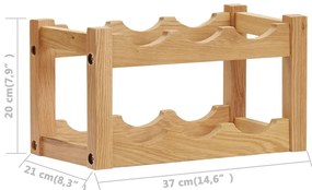Tömör tölgyfa bortartó állvány 6 palackhoz 37 x 21 x 21 cm