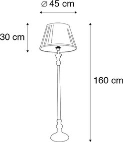 Rusztikus állólámpa szürke fehér redős árnyékolóval - Classico