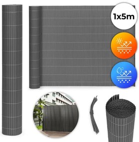 Megfordítható antracit PVC balkon, kerítés és terasz paraván Szélesség: 1 m | Hosszúság: 5 m