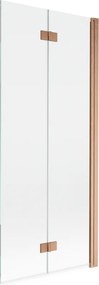 Mexen Mist 2-szárnyú jobbos zuhanyfal 80 x 150 cm, átlátszó, kefélt réz - 8A9-080-002-65-00-P