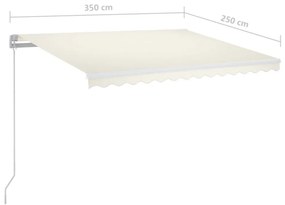 krémszínű kézzel kihúzható LED-es napellenző 350 x 250 cm