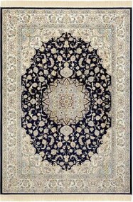 Szőnyeg 95x140 nappaliba,hagyományos klasszikus minta sötétkék-krém