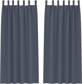 vidaXL Fekete Függöny Gyűrűkkel 2 pcs Antracit 245 x 140 cm Poliészter