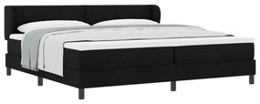 Fekete Box Spring Ágy Mattal, 200x200 cm, Szövet