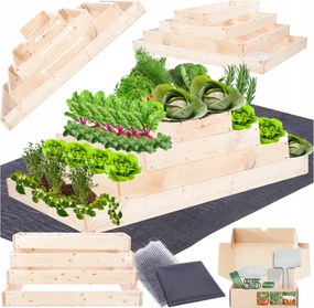 Lépcsőzetes zöldségtartó állítható virágtartó magasított impregnált 36x120x60