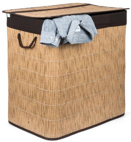 G21-es 150 literes szennyeskosár elválasztókkal, rattan utánzat, barna betéttel