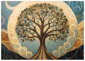Üveg kép – Életfa és spirálok (70x50 cm)