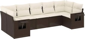 vidaXL 7 részes barna polyrattan kerti ülőgarnitúra párnákkal