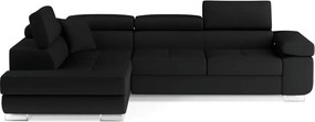 Fekete kinyitható-tárolóhelyes sarokkanapé (bal oldali-L alakú) Anton – ELTAP