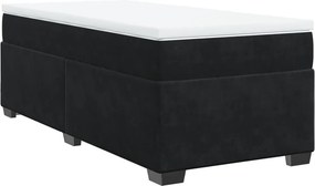 vidaXL fekete bársony rugós ágy matraccal 90 x 200 cm