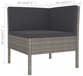 vidaXL 10 részes szürke polyrattan kerti ülőgarnitúra párnákkal