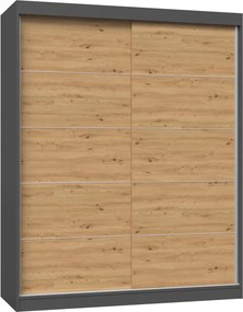 MIX IGA 160 tolóajtós gardróbszekrény, 61x160x200 cm, antracit-tölgy