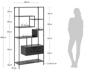 Shantay fekete fém könyvespolc - Kave Home