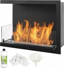 Biokandalló Sarokgarnitúra fekete Line-l 60cm Szélvédővel balos