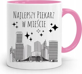 Rózsaszín Bögre Péknek A Legjobb A Városban fényképes nyomattal