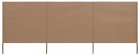 3 paneles tópszínű szövet szélfogó 400 x 80 cm