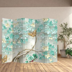 Paraván - Virágok pillangóval (210x170 cm)
