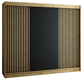 LAMELO tolóajtós szekrény, 250x200x62, tölgy artisan/fekete