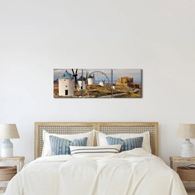 Kép - Consuegra szélmalmai, Spanyolország (órával) (90x30 cm)