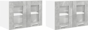 vidaXL Függő szekrény 2 pcs Beton Szürke 60 x 31 x 40 cm Faanyag
