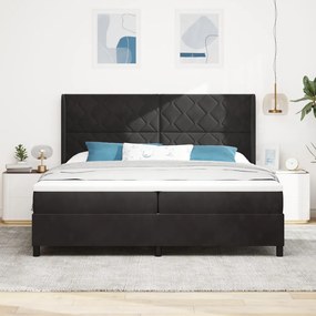 Boxspring Ágy Matraccal és LED Fekete 200x200 cm Bársony