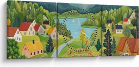 Kép - Falu a hegyekben (órával) (90x30 cm)