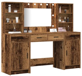 Sminkasztal Készlet 3 pcs Régi fa 78.5 x 41 x 135 cm Faanyag