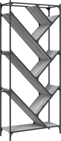 vidaXL szürke sonoma szerelt fa és fém könyvszekrény 79 x 30 x 180 cm