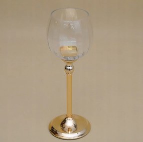 Gyertyatartó kehely Glamour retro arany stílusos üveg lakberendezés