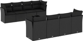 vidaXL 9 részes fekete polyrattan kerti ülőgarnitúra párnákkal