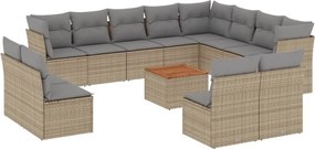 vidaXL 13 részes bézs polyrattan kerti ülőgarnitúra párnákkal
