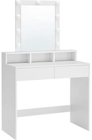 Fésülködőasztal tükörrel, 2 fiókkal, fehér