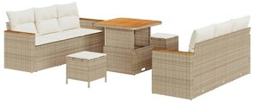 vidaXL Kerti Kanapé Szett 9 pcs Bézs polirattan