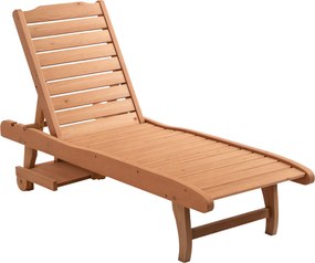 Outsunny Kültéri Fa Fekvőszék 2 Kerekekkel, Állítható Háttámlával 3 Szinten és 1 Tálcával, Teraszra, 130 kg Teherbírás | Aosom