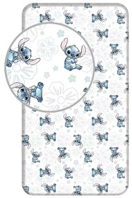 Fehér gumis egyszemélyes pamut gyerek lepedő 90x200 cm Lilo and Stitch "Ohana White" – Jerry Fabrics