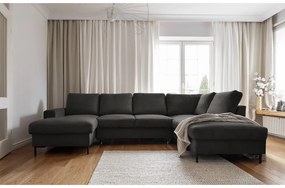 Sötétszürke kordbársony kinyitható sarokkanapé (jobb oldali) Lofty Lilly – Miuform